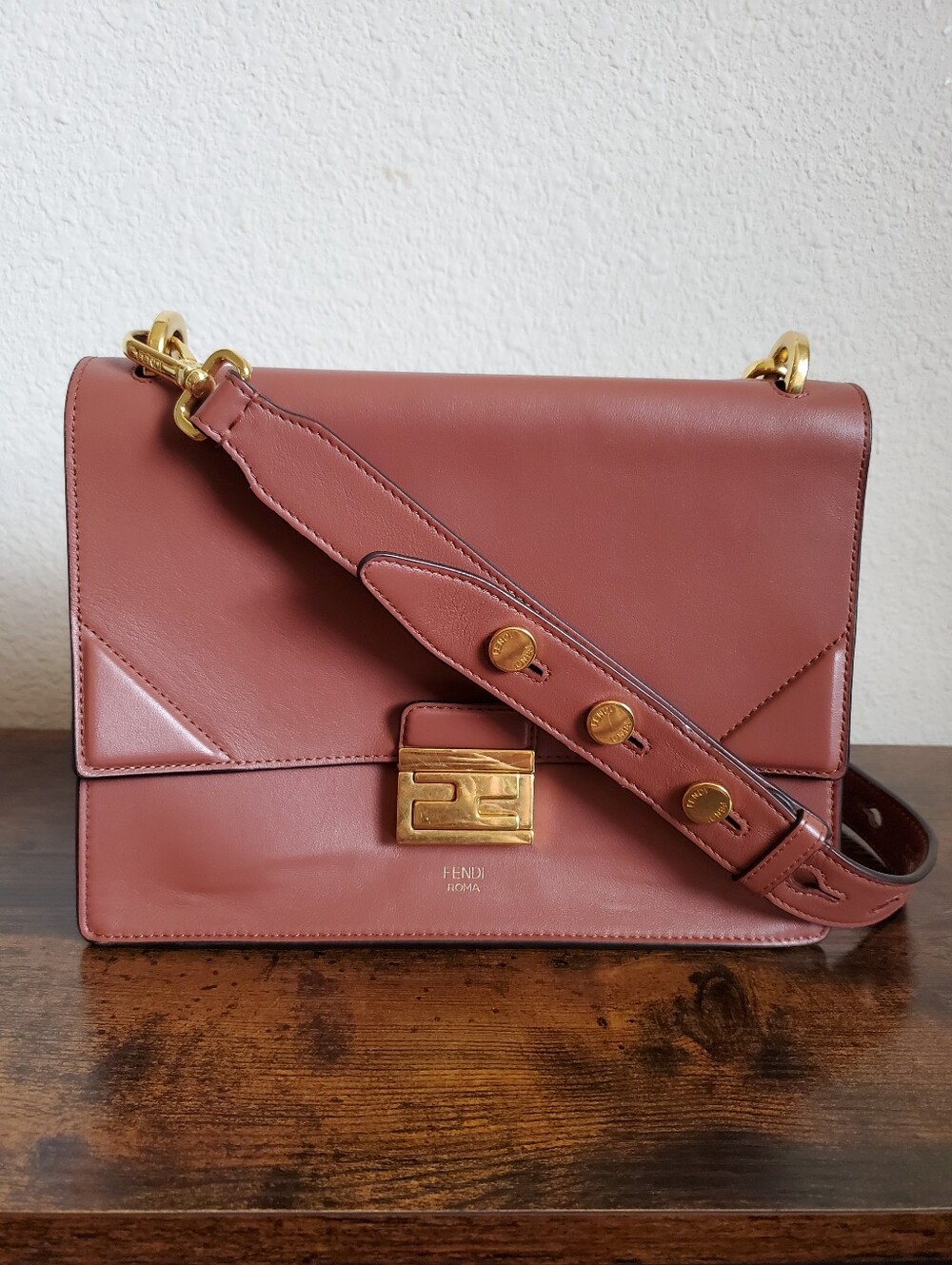 Fendi Rust Calf Leather Kan U Shoulder Bag